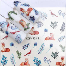 Load image into Gallery viewer, Sliders For Nails Winter Nail Stickers Elk Wolf Animal Sticker Figure Art Transfer Flowers Butterflies Watermark Water Slider Art Nail Stickers Sexy Girl Designs Comics Water Transfer Decals Manicure Lips Nail Art Decorations Slider Nail Art Stickers