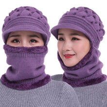 Load image into Gallery viewer, New Winter Balaclava Beanies Mother Hat Women Warm Thick Skellies Riding Outdoor Hats Gorgas Stripes Beanie Cap Mask Scarf Hat Set Outdoor Sport Warm Beanies Hat For Men Knitted Hats Bandana Hiking Camping Kid Neck Warmer Cap