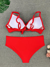 Load image into Gallery viewer, Bikini Sets Solid Color Swimsuit Mid-Waist Gather Cup Bikinis Women Swimwear Female Bathing Suits Beach wear Two Piece Swimsuits Triangle Bikini swimsuits for Women