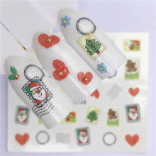 Load image into Gallery viewer, New Christmas Water Decal Nail Art Nail sticker New Year Slider Tattoo Full Cover Santa Claus Snowman Designs Xmas Decals 3D Wave Design Decoration for Women Girls Tape Nail Art Stickers Decal Decoration Nail Art Accessories Decoration Decal