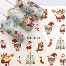 Load image into Gallery viewer, New Christmas Water Decal Nail Art Nail sticker New Year Slider Tattoo Full Cover Santa Claus Snowman Designs Xmas Decals 3D Wave Design Decoration for Women Girls Tape Nail Art Stickers Decal Decoration Nail Art Accessories Decoration Decal