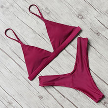 Load image into Gallery viewer, Micro Mini Bikini Swimwear Women Halter Push Up Bikini Set Padded Bra Women's Underwired Triangle Bathing Two Pieces Swimsuit Bikini Set Swimsuit Bandage Swim Suit