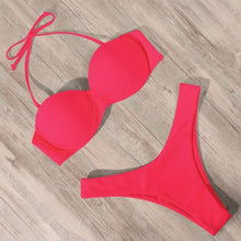Load image into Gallery viewer, Bikini Swimwear Women Swimsuit Leopard Bikini Set Women's Halter Triangle Bikini Bottom Cheeky Two Piece Swimsuits Push Up Bathing Suit Female Summer Beach Wear