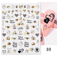 Load image into Gallery viewer, Gold Christmas Snowflake 3D Nail Stickers Sparkly Iridescent Silver Xmas Tree Elk Deer Transfer Sliders Winter Nails Accessories Design Decor Tip Transfer Nail Decals Sticker For Pretty Girl Self-Adhesive Nail Decals Designer Nail Stickers