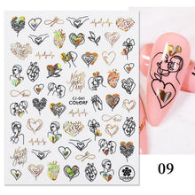Load image into Gallery viewer, Gold Christmas Snowflake 3D Nail Stickers Sparkly Iridescent Silver Xmas Tree Elk Deer Transfer Sliders Winter Nails Accessories Design Decor Tip Transfer Nail Decals Sticker For Pretty Girl Self-Adhesive Nail Decals Designer Nail Stickers