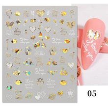 Load image into Gallery viewer, Gold Christmas Snowflake 3D Nail Stickers Sparkly Iridescent Silver Xmas Tree Elk Deer Transfer Sliders Winter Nails Accessories Design Decor Tip Transfer Nail Decals Sticker For Pretty Girl Self-Adhesive Nail Decals Designer Nail Stickers
