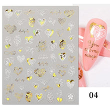 Load image into Gallery viewer, Gold Christmas Snowflake 3D Nail Stickers Sparkly Iridescent Silver Xmas Tree Elk Deer Transfer Sliders Winter Nails Accessories Design Decor Tip Transfer Nail Decals Sticker For Pretty Girl Self-Adhesive Nail Decals Designer Nail Stickers