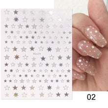 Load image into Gallery viewer, Gold Christmas Snowflake 3D Nail Stickers Sparkly Iridescent Silver Xmas Tree Elk Deer Transfer Sliders Winter Nails Accessories Design Decor Tip Transfer Nail Decals Sticker For Pretty Girl Self-Adhesive Nail Decals Designer Nail Stickers