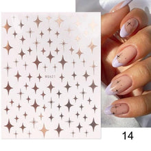 Load image into Gallery viewer, Gold Christmas Snowflake 3D Nail Stickers Sparkly Iridescent Silver Xmas Tree Elk Deer Transfer Sliders Winter Nails Accessories Design Decor Tip Transfer Nail Decals Sticker For Pretty Girl Self-Adhesive Nail Decals Designer Nail Stickers