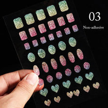 Load image into Gallery viewer, Gold Christmas Snowflake 3D Nail Stickers Sparkly Iridescent Silver Xmas Tree Elk Deer Transfer Sliders Winter Nails Accessories Design Decor Tip Transfer Nail Decals Sticker For Pretty Girl Self-Adhesive Nail Decals Designer Nail Stickers