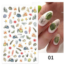 Load image into Gallery viewer, Flowers Leaves Line 3D Nail Stickers Autumn Winter Fall Leaf Design Transfer Sliders Abstract Waves Nail Art Decals Manicures Decal Self-Adhesive 3D Wave Design Decoration for Women Girls Tape Nail Art Stickers Decal Decoration