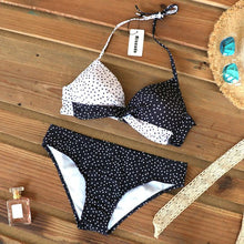 Load image into Gallery viewer, Push Up Women Bikinis Swimwear Women's Bathing Suits Push Up Halter Bandage Bikini Floral Printing Swim Bottoms Two Piece Swimsuits Women Swimsuits Bathing Suit Halter Leaf Print Beach Wear Plus Size