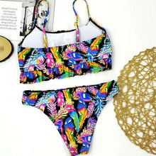 Load image into Gallery viewer, Halter Bikini Bandage Swimsuit Solid Swimwear Sport Liquid Metallic Shiny String Bikini 2 Piece Swimsuit Set Women Shiny Bikini Set Bathing Suit Push Up Two-piece Suit