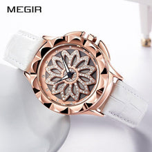 Load image into Gallery viewer, Luxury White Flower Womens Watch Analog Quartz Waterproof Wristwatches Elegant Leather Strap Modern Design