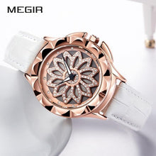 Load image into Gallery viewer, Luxury White Flower Womens Watch Analog Quartz Waterproof Wristwatches Elegant Leather Strap Modern Design