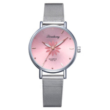 Load image into Gallery viewer, Women's Stylish Elegant Watch With Braided Steel Bracelet With Shiny Background Unique Design Perfect Gif