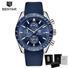 Load image into Gallery viewer, New Men Silver Blue Watch Business Analog Chronogragh Full Steel Luxury Casual Male Waterproof Sports Design Watches