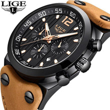 Load image into Gallery viewer, Men's Waterproof Watch With Leather Belts, Chronometers And Day Display Fluorescent Pointers Excellent Gift Unique Design