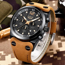 Load image into Gallery viewer, Men's Waterproof Watch With Leather Belts, Chronometers And Day Display Fluorescent Pointers Excellent Gift Unique Design