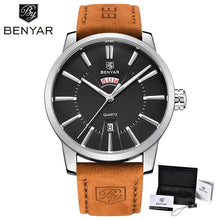 Load image into Gallery viewer, Business Fashion Men Watches Brown Luxury Military Leather Band Wristwatches Date Week Display Watch
