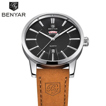 Load image into Gallery viewer, Business Fashion Men Watches Brown Luxury Military Leather Band Wristwatches Date Week Display Watch