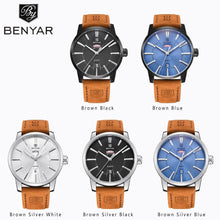 Load image into Gallery viewer, Business Fashion Men Watches Brown Luxury Military Leather Band Wristwatches Date Week Display Watch
