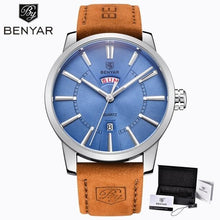 Load image into Gallery viewer, Business Fashion Men Watches Brown Luxury Military Leather Band Wristwatches Date Week Display Watch
