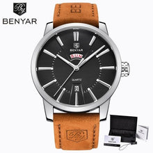 Load image into Gallery viewer, Business Fashion Men Watches Brown Luxury Military Leather Band Wristwatches Date Week Display Watch