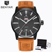 Load image into Gallery viewer, Business Fashion Men Watches Brown Luxury Military Leather Band Wristwatches Date Week Display Watch