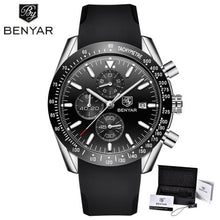 Load image into Gallery viewer, Casual Men's Watches Chronograph Modern Analog Quartz Waterproof Sports Watches Rubber Strap Business Wrist Watches For Men