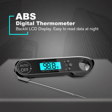 Load image into Gallery viewer, Professional Waterproof Digital Food Thermometer Pyrometer with Folding Foldable Probe Waterproof Digital Instant Read Meat Thermometer with 4.6” Folding Probe Backlight & Calibration Function for Cooking Food Candy BBQ Grill for Kitchen Food Cooking