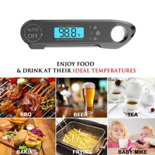 Load image into Gallery viewer, Professional Waterproof Digital Food Thermometer Pyrometer with Folding Foldable Probe Waterproof Digital Instant Read Meat Thermometer with 4.6” Folding Probe Backlight & Calibration Function for Cooking Food Candy BBQ Grill for Kitchen Food Cooking