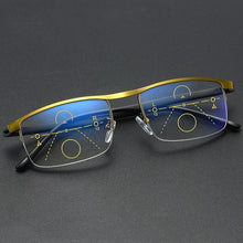 Load image into Gallery viewer, Progressive Reading Glasses Multifocal Anti Blue Ray Glass Glasses Half Frame Metal Alloy For Men And Women Reading Glasses Anti Blue Ray Multifocus Reader
