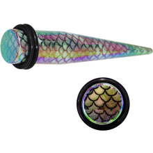 Load image into Gallery viewer, Rainbow Acrylic Mermaid Scale Straight Taper Set 14G to 12mm