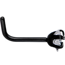 Load image into Gallery viewer, 20G 1/4 Clear Star 3mm CZ Gem Black IP L-Shape Nose Ring