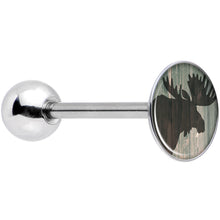 Load image into Gallery viewer, Holiday Rustic Wood Moose Barbell Tongue Ring