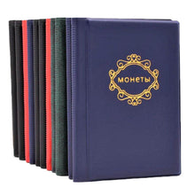 Load image into Gallery viewer, PU Leather Coin Album 10 Pages 120 Pockets Coin Album For Coins Pockets Commemorative Coin, Medallions Badges Collection Book Gifts For Friends And Coin Collectors