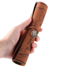 Load image into Gallery viewer, PU Leather Rollup Pen Bag Vintage Creative Map Pencil Case