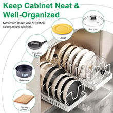 Load image into Gallery viewer, Pull Out Pots and Pans Organizer with 8 Adjustable Dividers