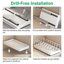 Load image into Gallery viewer, Pull Out Pots and Pans Organizer with 8 Adjustable Dividers