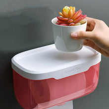 Load image into Gallery viewer, Punch-free Toilet Paper Holder Box Waterproof Storage Toilet Paper Storage Rack Paper Towel Kitchen Bathroom Storage Box Waterproof Toilet Paper Holder Wall Mounted Punch Free Paper Dispenser Transparent Storage Box Bathroom Kitchen Supply