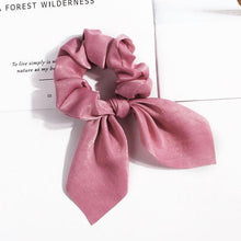 Load image into Gallery viewer, Pure Color Elastic Hair Band Rabbit Ear Bow Pearl Hair Rope Satin Ponytail Scrunchie Bobbles Elastic Hair Ties Ropes Ponytail Holder Accessories for Women And Girls