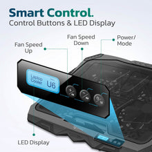 Load image into Gallery viewer, Purely Laptop Cooling Pad, 6 Adjustable Height Laptop Stand, 4 Fans: 3 Fan Modes + 6 Speeds, LED Display, 2 USB Ports