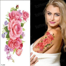 Load image into Gallery viewer, Purple 3D Flower Tattoos Waterproof Luxury Tattoo Rose Lotus Flower Body Art Fashion Stickers For Womens