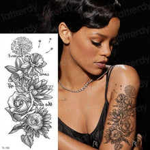 Load image into Gallery viewer, Purple 3D Flower Tattoos Waterproof Luxury Tattoo Rose Lotus Flower Body Art Fashion Stickers For Womens