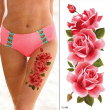 Load image into Gallery viewer, Purple 3D Flower Tattoos Waterproof Luxury Tattoo Rose Lotus Flower Body Art Fashion Stickers For Womens