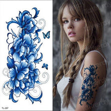 Load image into Gallery viewer, Purple 3D Flower Tattoos Waterproof Luxury Tattoo Rose Lotus Flower Body Art Fashion Stickers For Womens