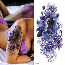 Load image into Gallery viewer, Purple 3D Flower Tattoos Waterproof Luxury Tattoo Rose Lotus Flower Body Art Fashion Stickers For Womens