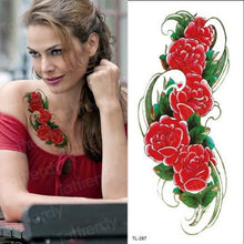 Load image into Gallery viewer, Purple 3D Flower Tattoos Waterproof Luxury Tattoo Rose Lotus Flower Body Art Fashion Stickers For Womens