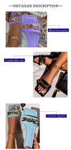 Load image into Gallery viewer, Purple Women's Slippers Summer Gold Chain Luxury Square Head Flat Heel Outdoor Beach Women Slides Sandals Leather Flat Sandals Strap Slides With Chain Open Toe Summer Slippers